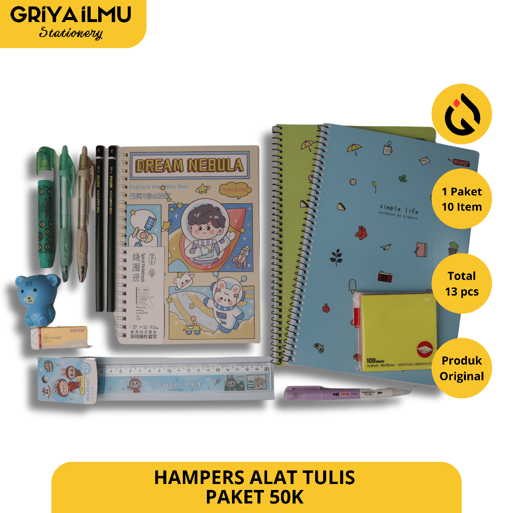 

PAKET HAMPERS ALAT TULIS ANAK KADO STATIONERY SET CUSTOM 50