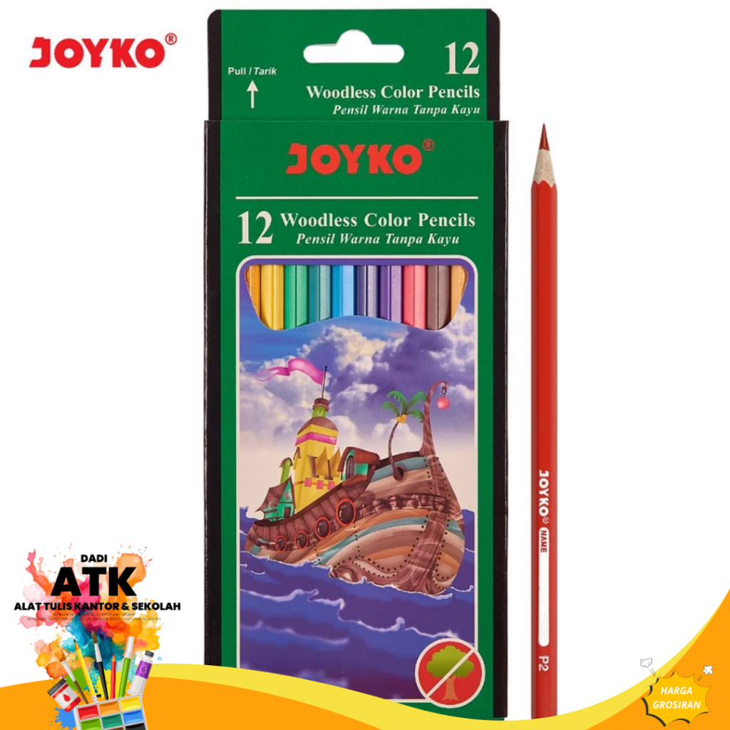 

Pensil Warna Joyko CP-103 – 12 Color Pencil untuk Anak & Sekolah - jumlah 2 pack
