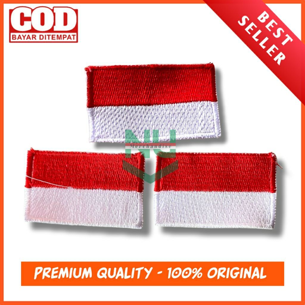 Bordir Bet Merah Putih / Bendera Bordir / Bed Merah Putih Bordir