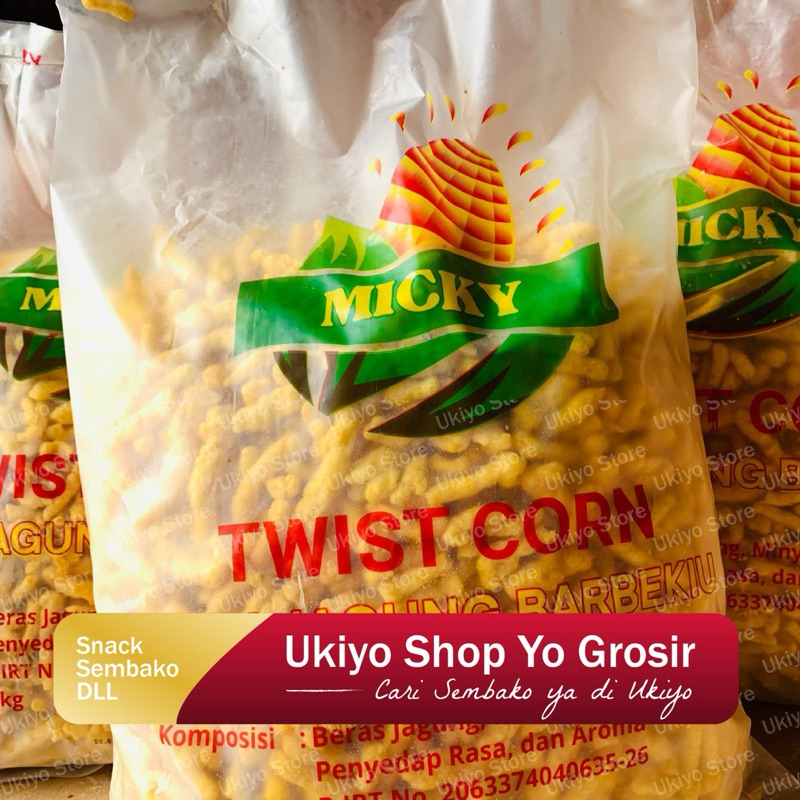 

Ukiyosnack - Twist Corn Micky 1KG Jagung Barbeque Stik Jagung