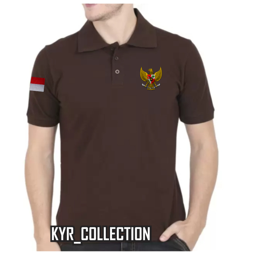 trt LOGO BENDERA GARUDA BORDIR KAOS KERAH PRIA DAN WANITA LOGO PANCASILA MERAH PUTIH LENGAN PENDEK