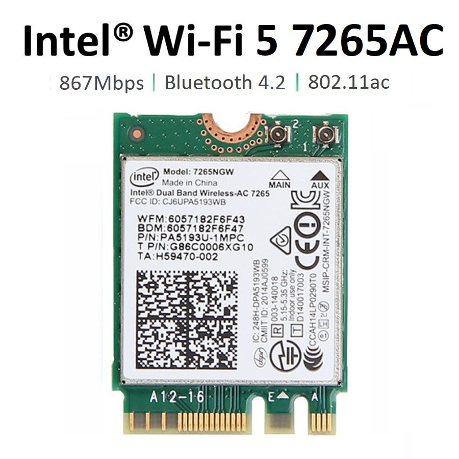 Wifi Dual Band Intel AC-7265NGW Wireless Card with Bluetooth M.2 NGFF  - Wifi Internal Laptop