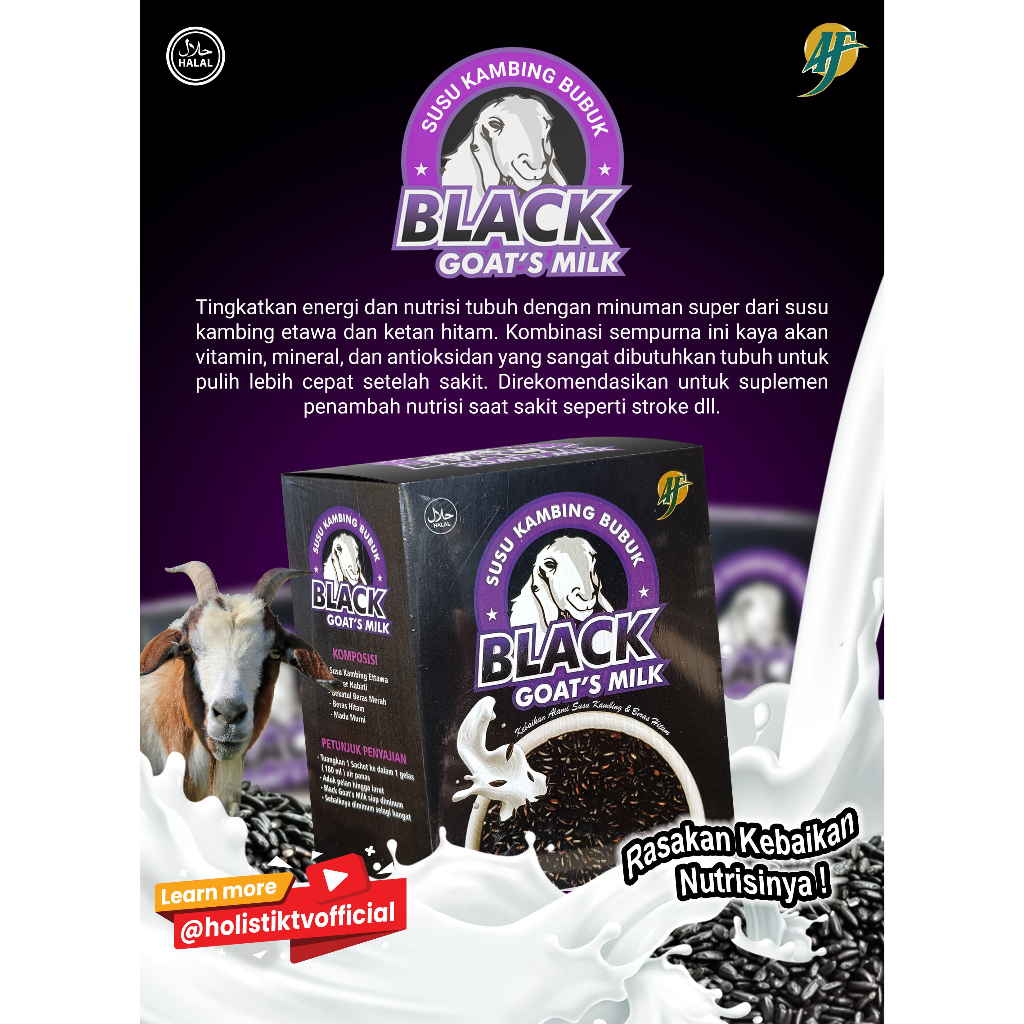 

Black Goat Milk Kebaikan Nutrisi Alami Susu Kambing Kombinasi dengan Sereal Beras Hitam