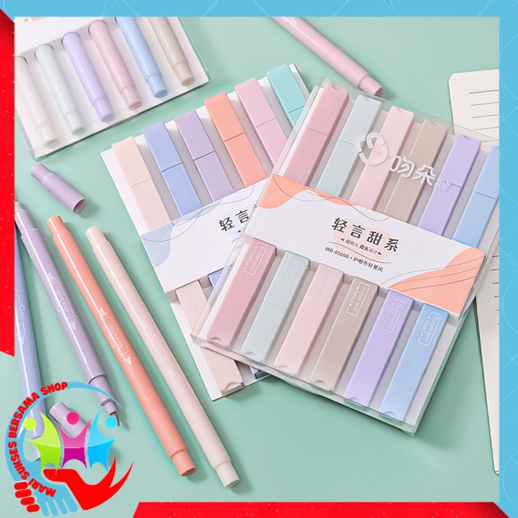 

MSBS 1Set Highlighter Dua Sisi Warna pastel 6 Pcs Spidol Warna Double Side Two head Pen Diary Marker Stationery Lucu Unik Penanda Buku Warna Warni Pena Kepala Ganda Ujung Lembut