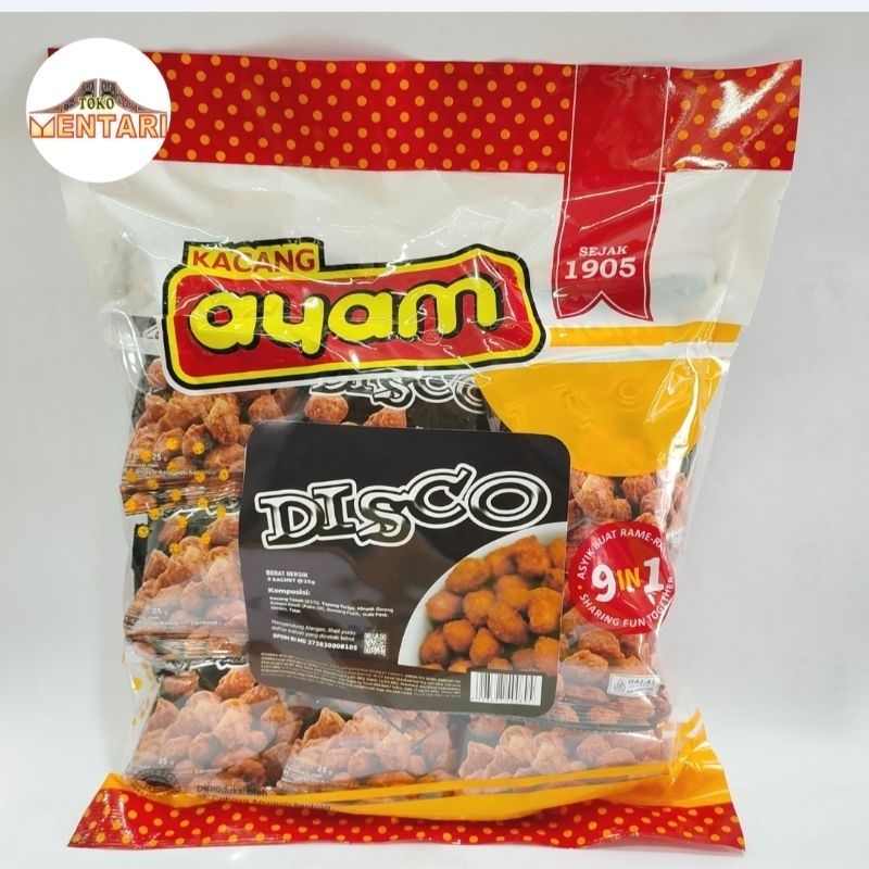 

Kacang AYAM Disco Original 225 gr / 9 In 1 Kemasan Sachet Khas Makassar