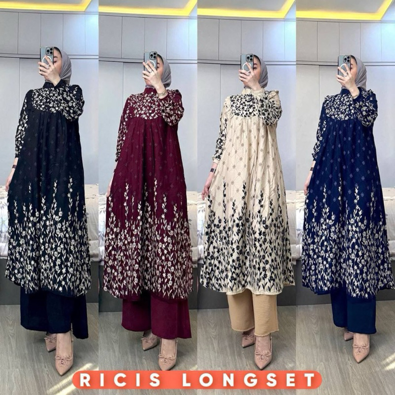 [BISA COD]//setelan wanita kekinian RICIS LONGSET best seller/oneset/Gamis