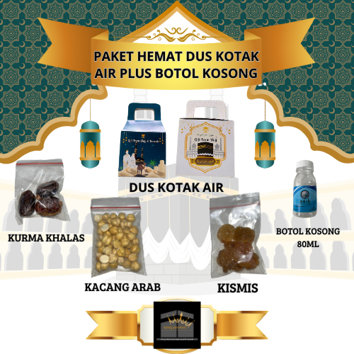 

Oleh-Oleh Haji dan Umroh Variasi Dus Kotak Air plus Botol Kosong 80ml Paket Hemat