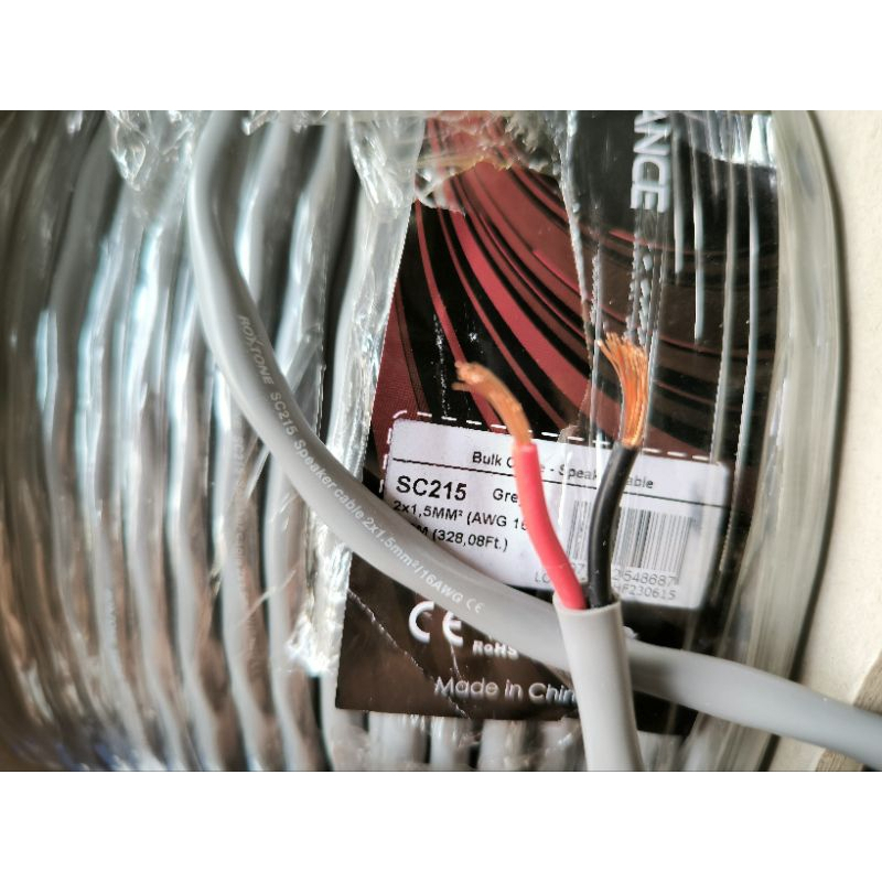 KABEL SPEAKER ISI 2X1,5 MM ROXTONE SC215 @100 MTR GREY (HARGA 1 ROLL) Kabel Speaker Titans 2x1.5 1ro
