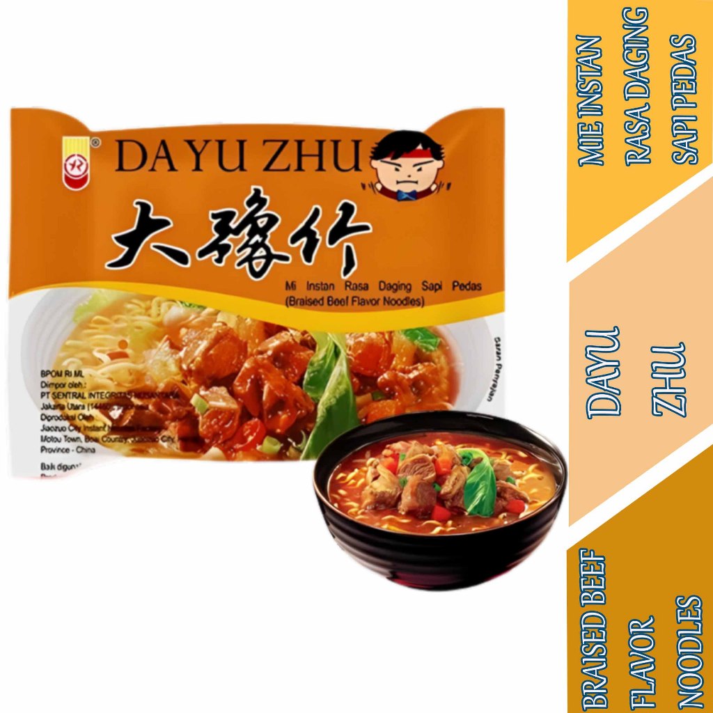 

Braised Beef Flavor Noodles - Dayu Zhu - Mie Instan Rasa Daging Sapi Pedas - 52gr