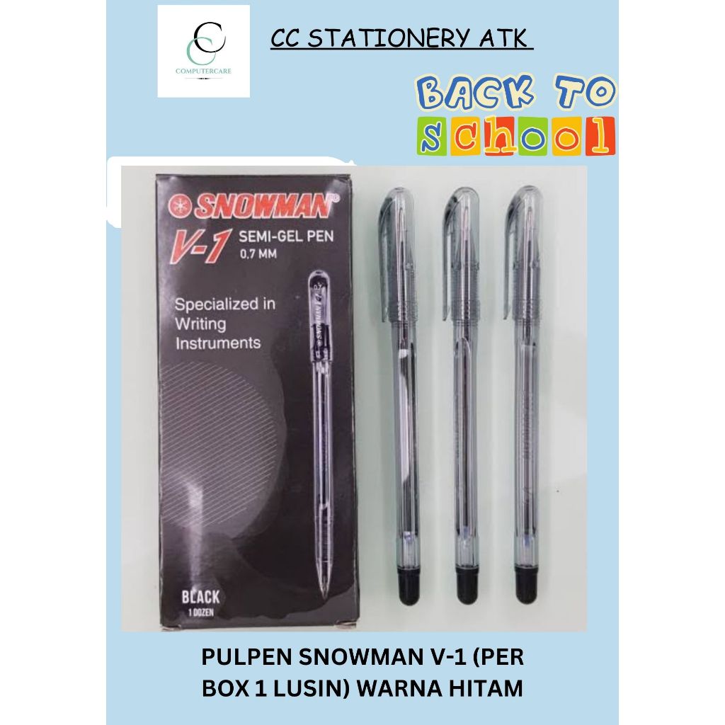 

PULPEN SNOWMAN V-1 (PER BOX 1 LUSIN) WARNA HITAM