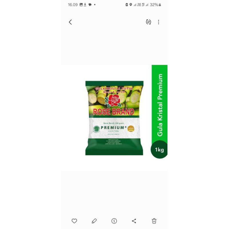 

gula pasir Kristal Putih Rose Brand uk 1 kg