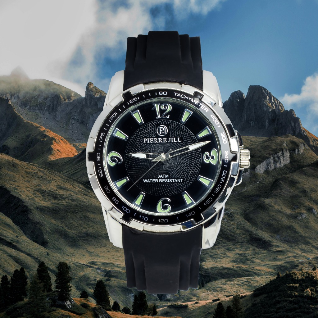 PIERRE JILL 0820 JAM TANGAN PRIA SPORT CASUAL TALI SILIKON