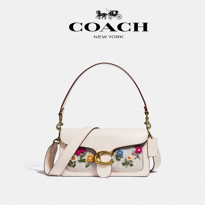 Coach Tabby Shoulder Bag 26 Signature Canvas with Floral Embroidery