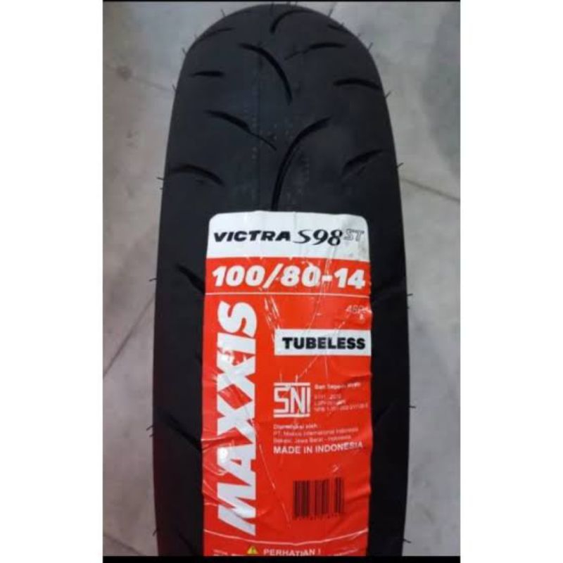 BAN MOTOR BAN MAXXIS 100/80- RING 14 VICTRA TUBLES DEPAN BELAKANG
