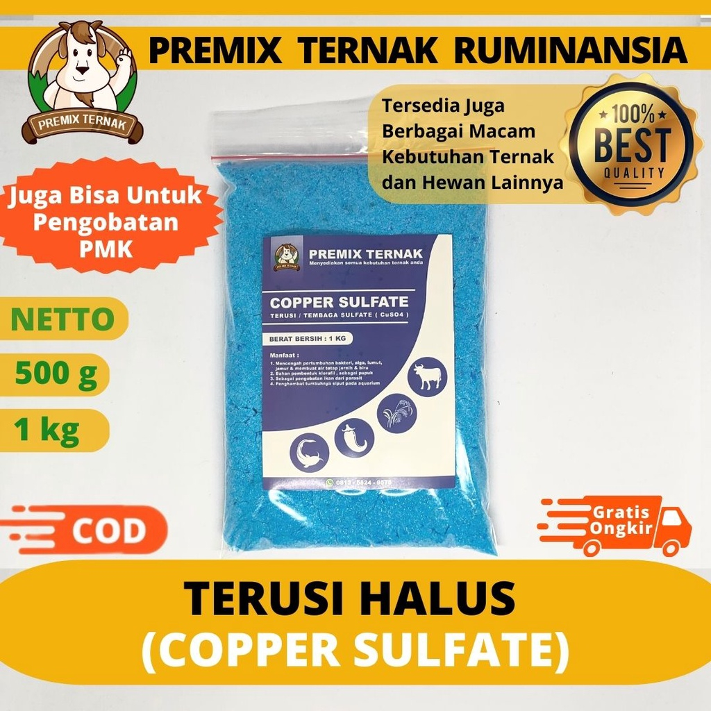 TERUSI -  COPPER SULPHATE Sulfate Prusi CuSO4 Tembaga Sulfat Cupri Sulfate Trusi Bubuk