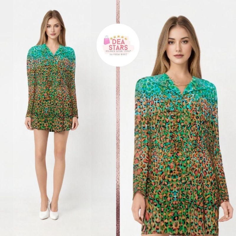 Atasan Blouse Motif Leopard/Macan Tutul/Elegant Classy Blouse/Kain Sifon Stretch