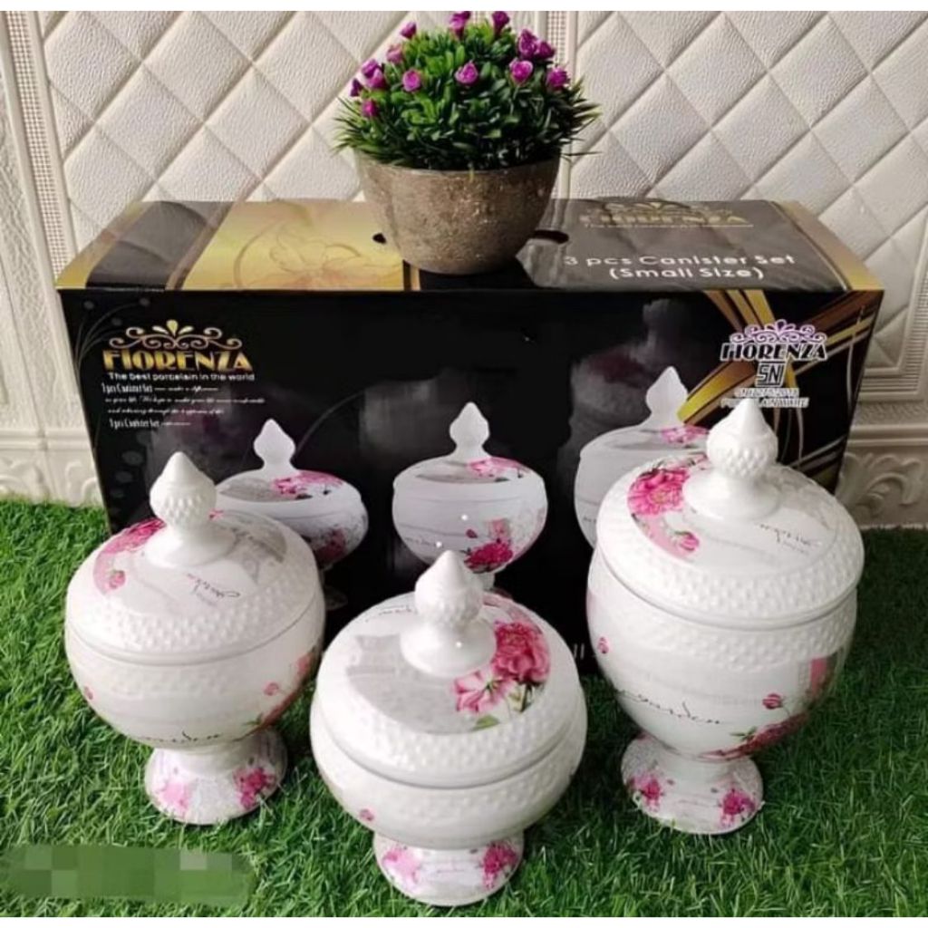 Fiorenza Toples Candy Toples Kue kedap Keramik  Set 3 Buah fiorenza AK-333 (Ukuran Besar)