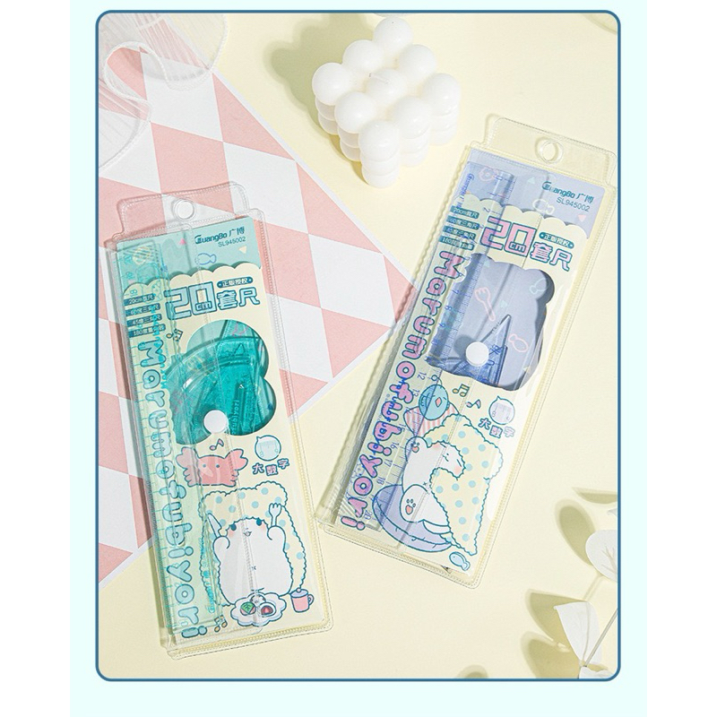 

Marumofubiyori Penggaris Ruler Set 4Model Busur Pengukur Centimeter #KS0