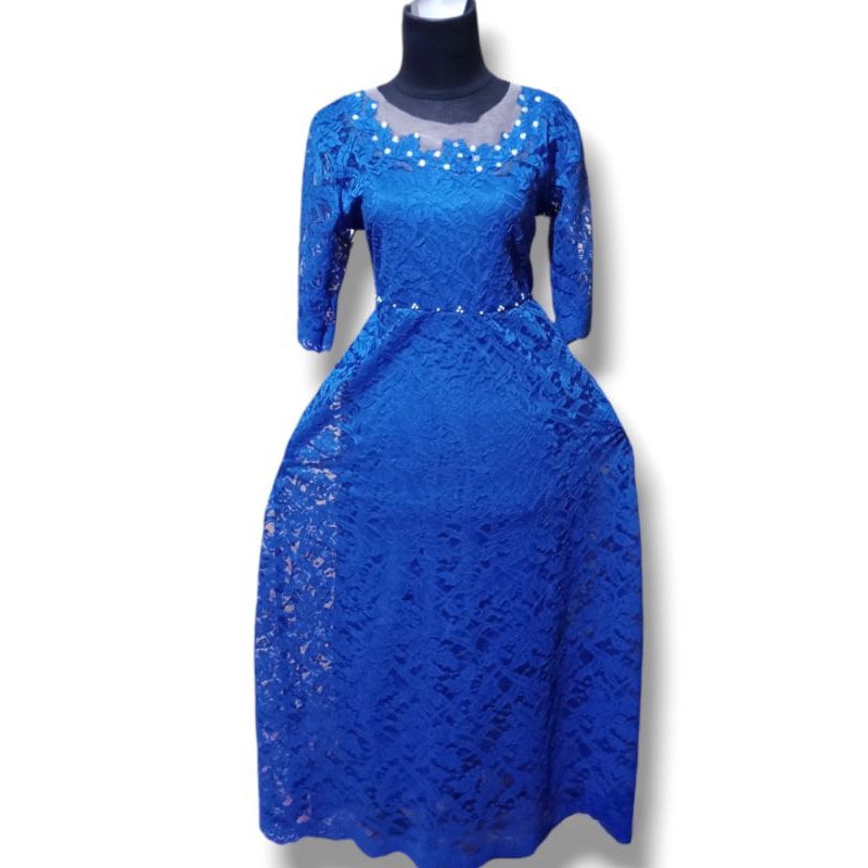 Long dress brokat wanita  terbaru Gratis Bros mewah / Dress brokat panjang Size kecil sampai size be