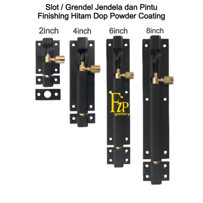 Grendel Slot Pintu dan Jendela Panjang 2inch 4inch 6inch 8inch Hitam Kunci Tambahan