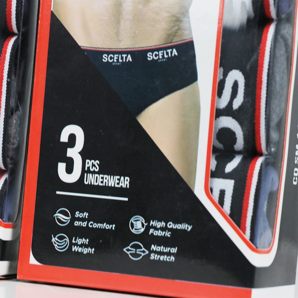 Scelta - 3pcs Celana Dalam Pria Segitiga Cd Cowok Karet SM 112 3s Mix thumbnail 6
