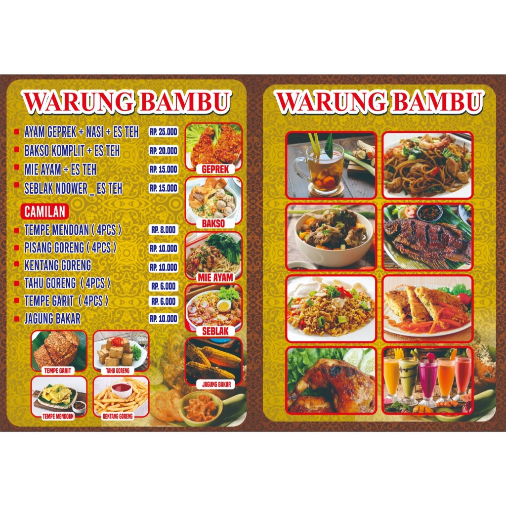 BUKU MENU/DAFTAR HARGA MENU/CETAK DAFTAR MENU MAKANAN & MINUMAN/DAFTAR MENU CUSTOM