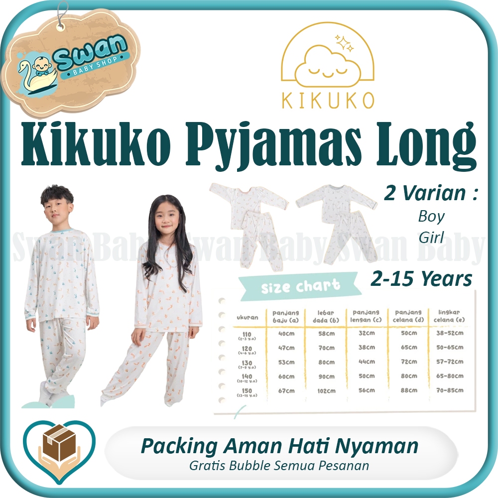 Kikuko Pyjamas Long / Baju & Celana Piyama Tidur Anak Pria & Perempuan
