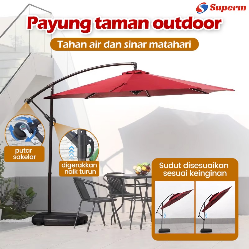 Payung taman outdor/ payung gantung/3 mtr Banana Payung Taman - Hijau Tua Outdoor Umbrella Pelindung