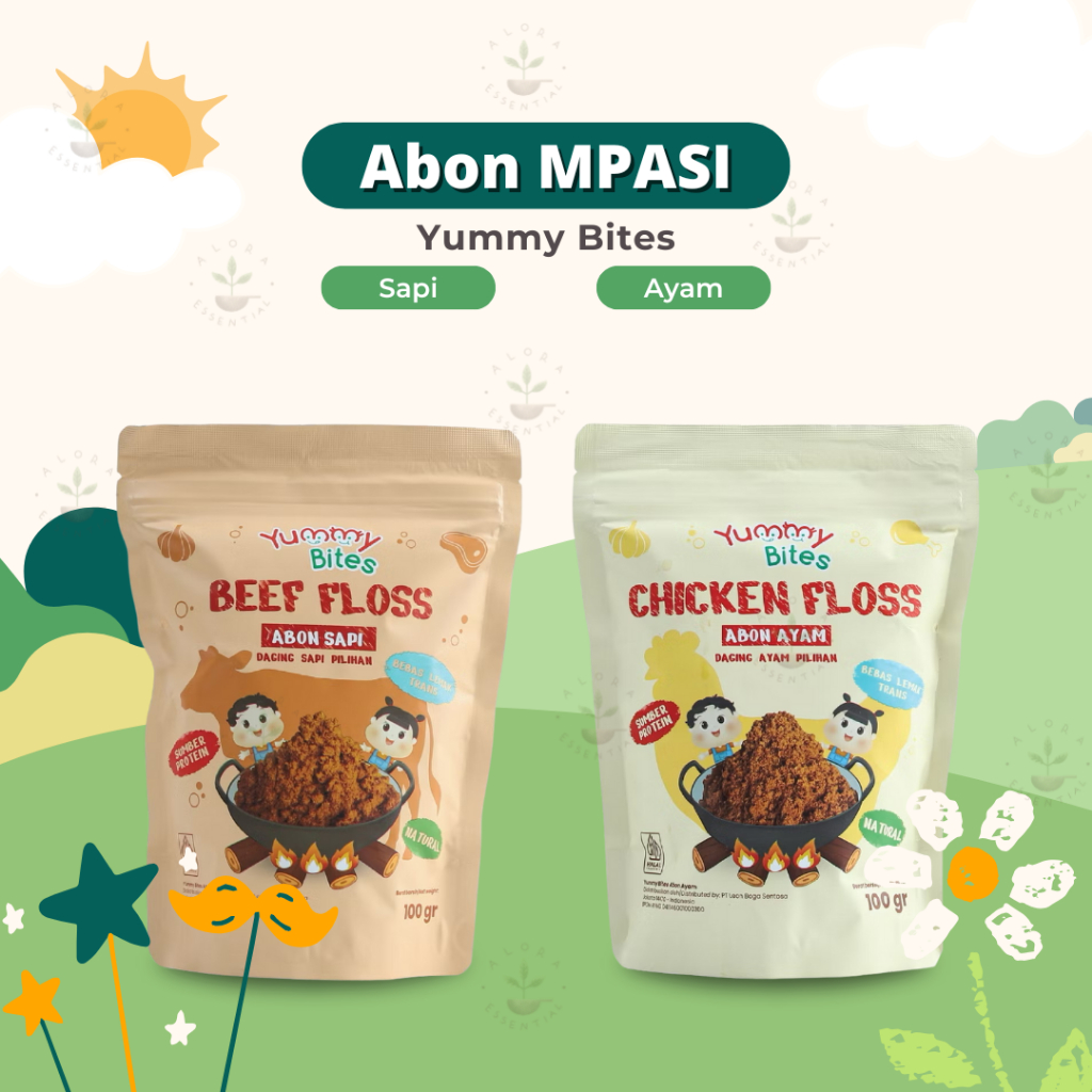 

Yummy Bites Abon Sapi Ayam Abon Mpasi Anak 100 gram - BB Booster - NO MSG - Abon Sapi Ayam