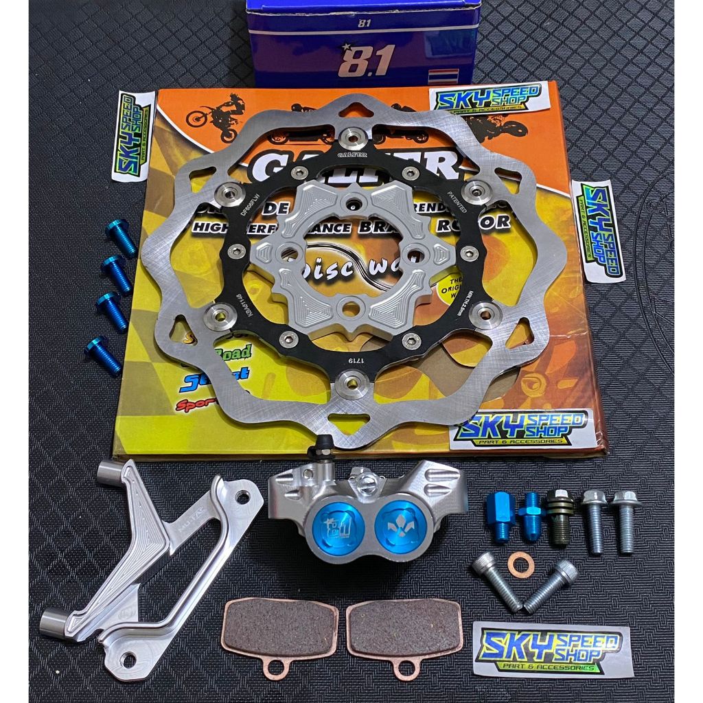 PAKET MURAH  KALIPER + BREKET + DISK 260mm + BAUT DISC TITANIUM formula racing part 8.1 CNC BEAT SCO