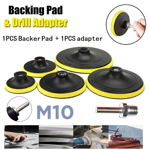 Backing Pad Plate Perekat Alas Kain menempel Pad 3 /4 / 5 / 6 inch + Baut Adapter M10 Sanding Polish