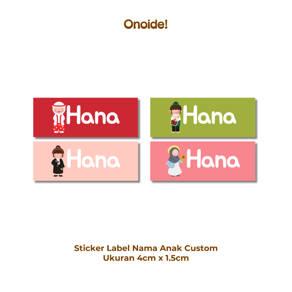 

Onoide! - Sticker Label Nama Anak Custom GF Ukuran 4cm x 1.5cm