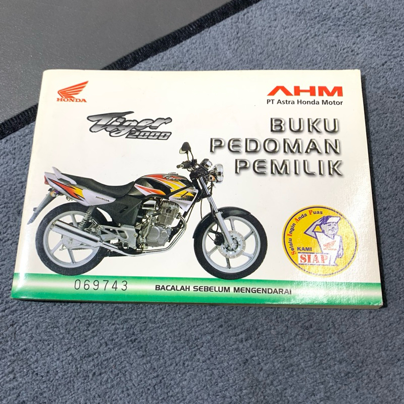 Buku pedoman pemilik  Honda Tiger 2000  AHM ORIGINAL | Hitam silver [ BPPH4 ]