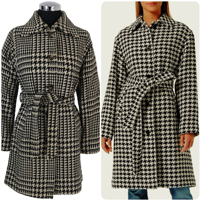Women premium houndstooth coat brand Hanasaki