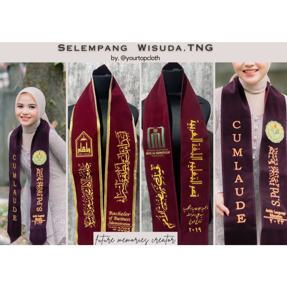 Selempang Wisuda Leher Font Bahasa Asing