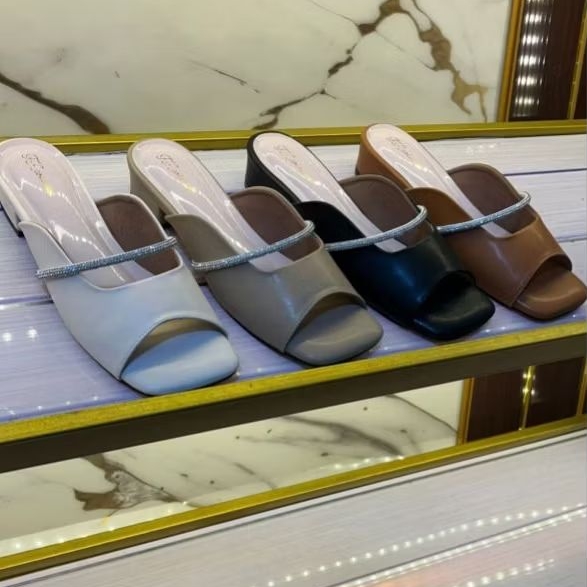 Sendal wanita mules big size 45-37 heels 3cm sendal shoes karet