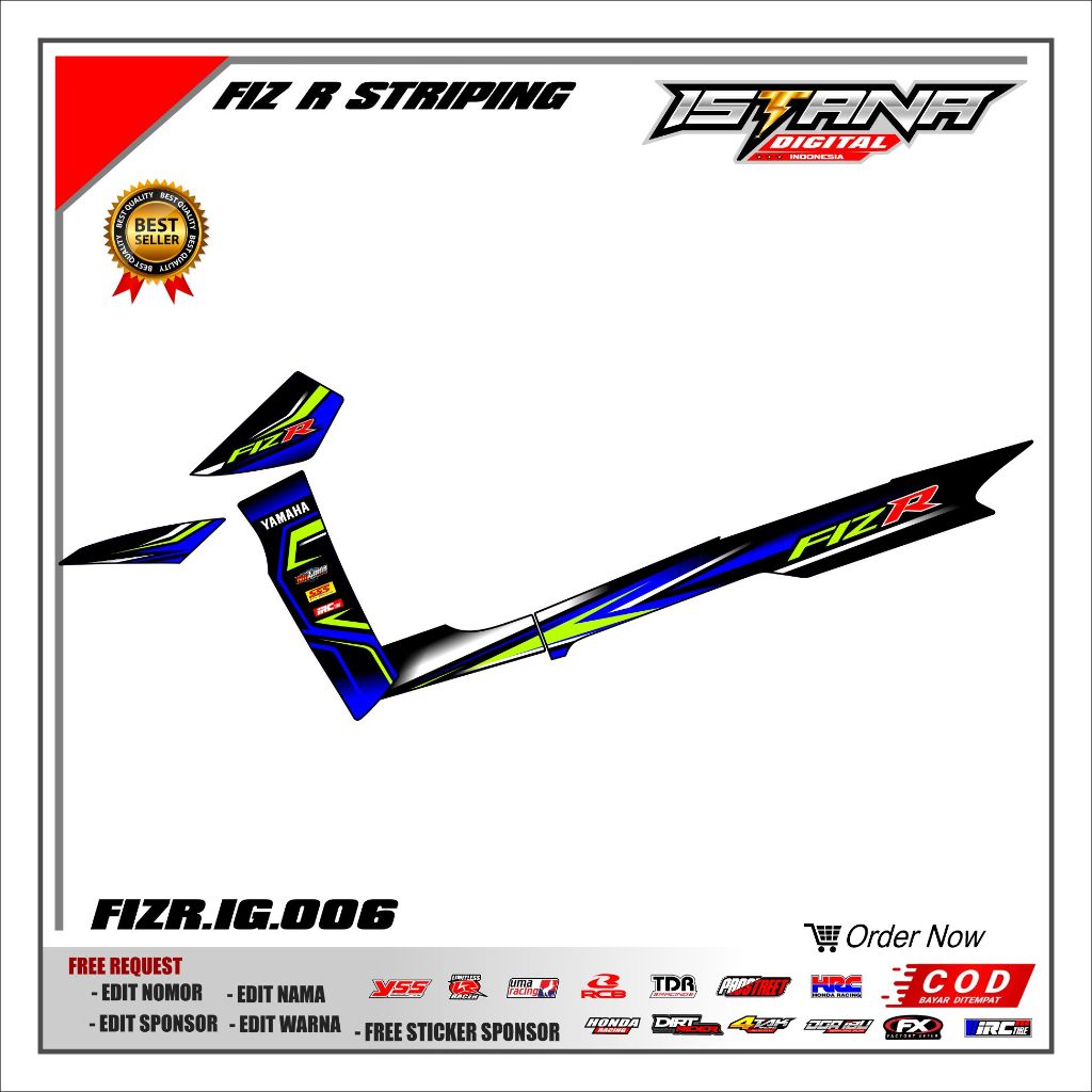 Sticker Striping Motor FIZ R - Striping Variasi Motor FIZ R Motif Road Race - FIZR.ID.006
