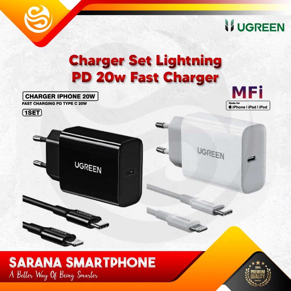 Ugreen Charger Set Lightning PD Type C Fast Charging 20W MFI For iPhone 50698/50799 Charger UGREEN C