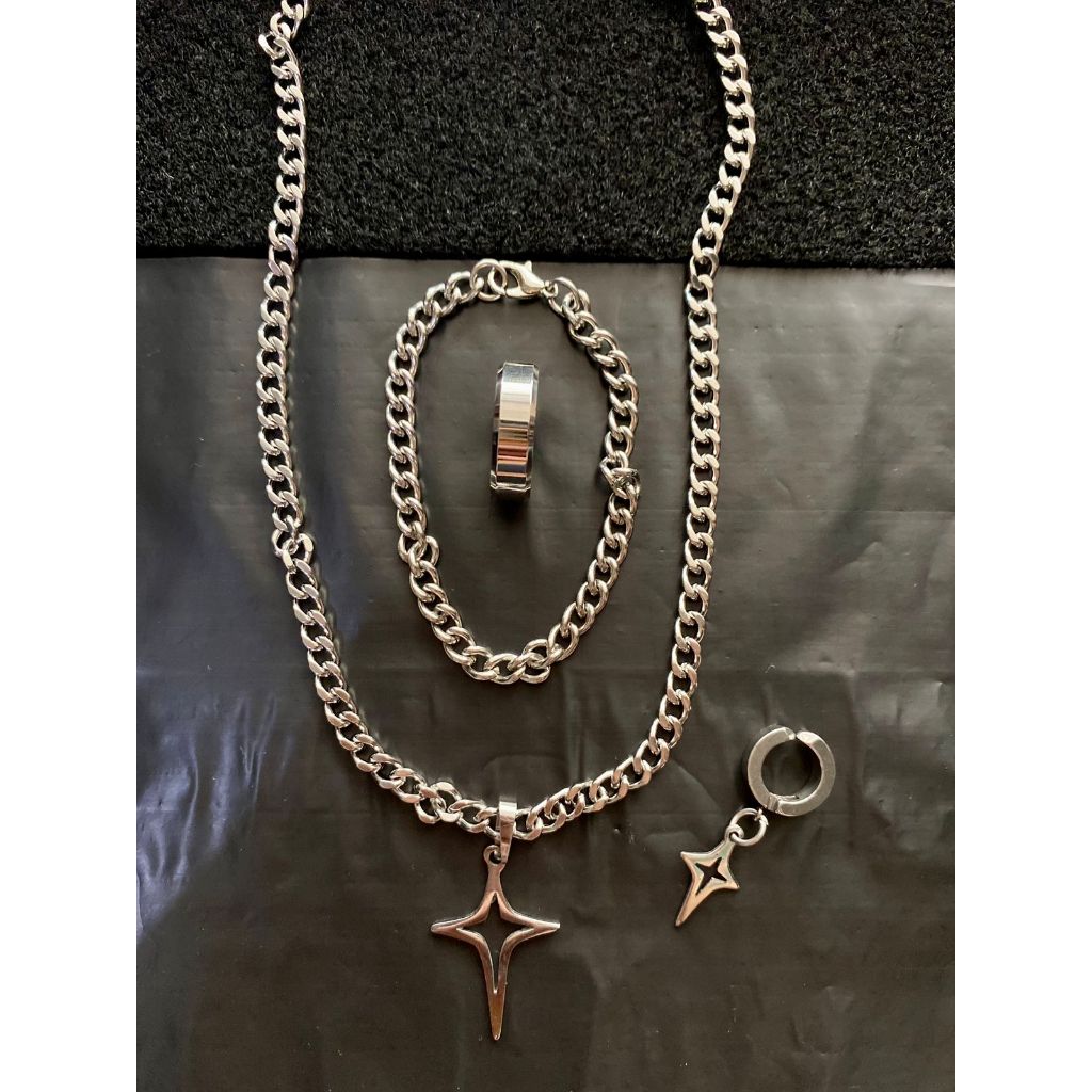 beli3gratis1-paket kalung gelang dan cincin free 1 anting jepit bintang bolong/kalung rantai bintang