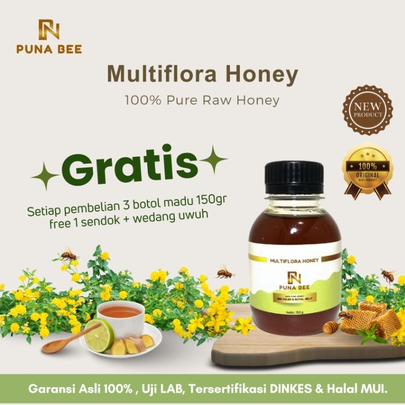 

PUNABEE MULTIFLORA HONEY MADU WITH EXTRA BEE POLLEN & ROYAL JELLY 150 GR