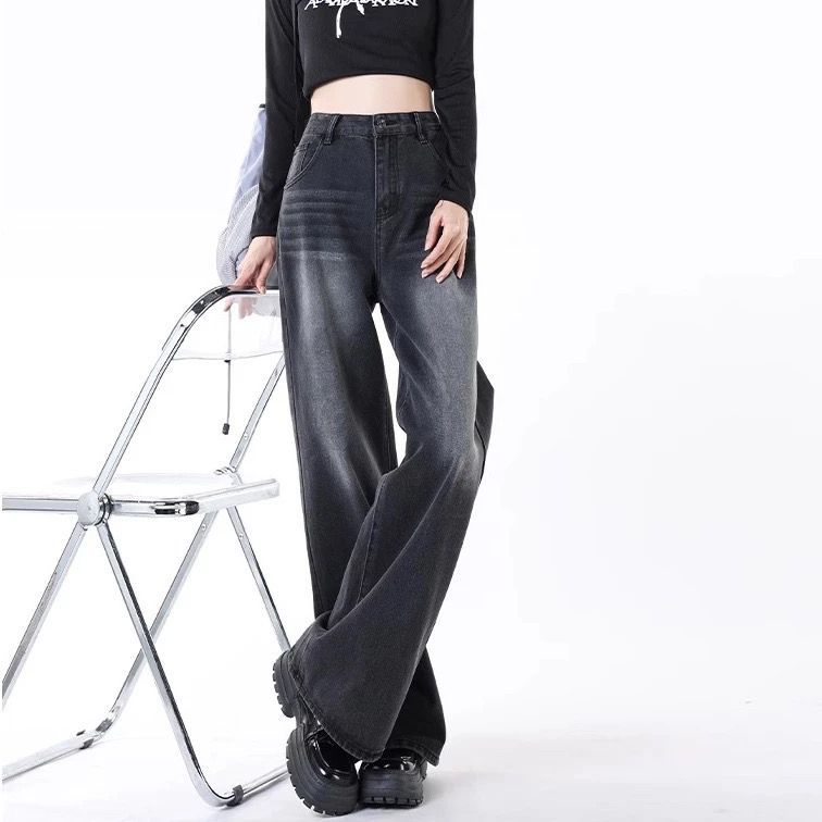 Celana jeans wanita baggy pants korean style oversize loose blue jeans straight kulot boyfriend jean