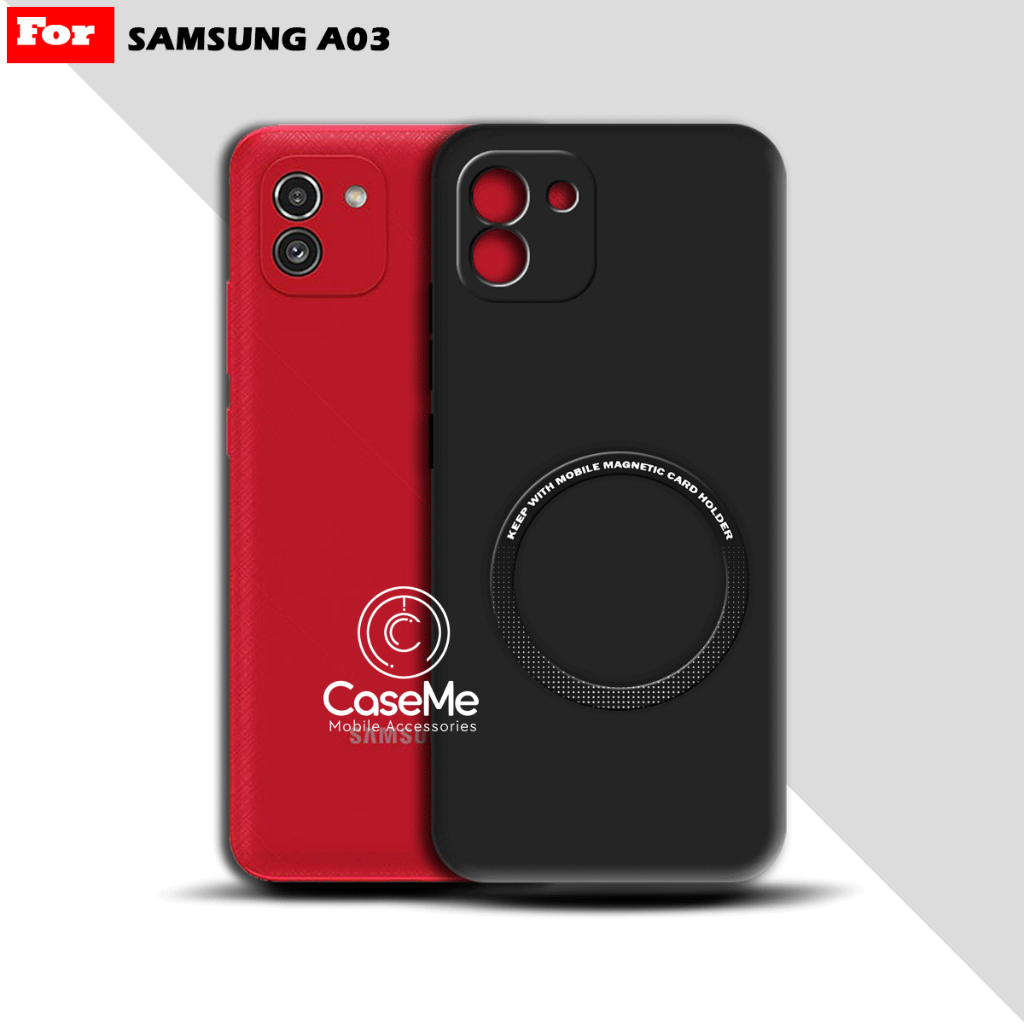 Soft Case Samsung A03 Case Ultra Slim Premium Black Matte Magnetic Ring Casing