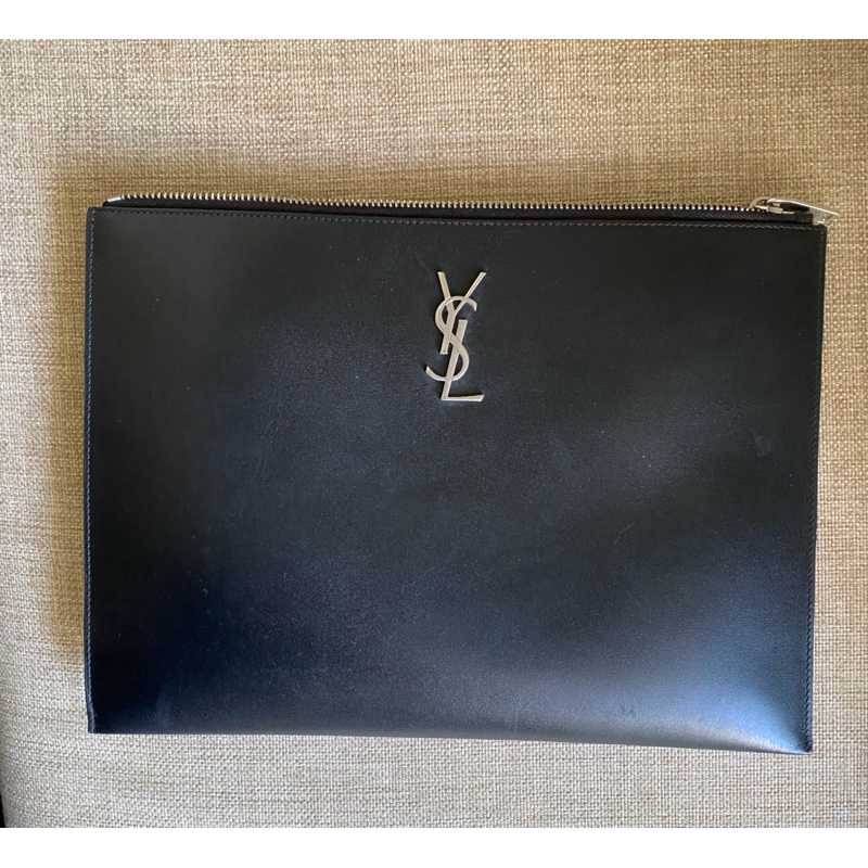 Yves Saint Laurent YSL Ipad Holder Calf Skin Clutch Authentic Preloved