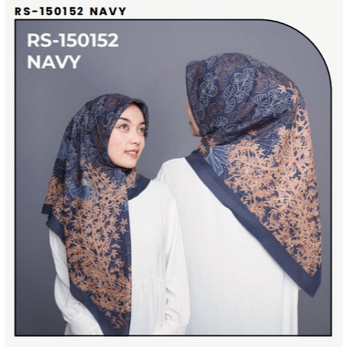 Almeera - Jilbab Motif Segiempat Printing Voal Terlaris NAVY