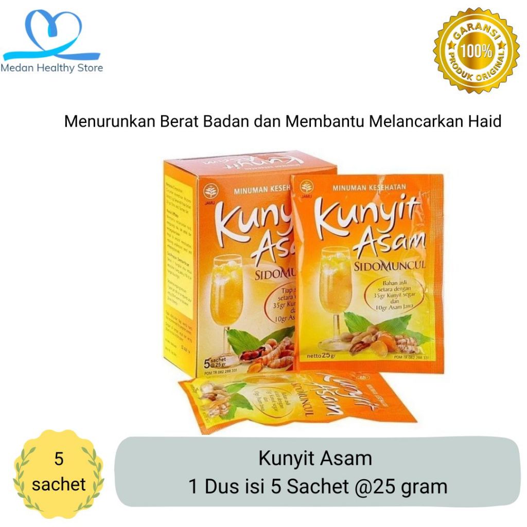 

Kunyit Asam 1 Dus 5 Sachet @25 gram - Minuman Herbal Membantu Melancarkan Haid