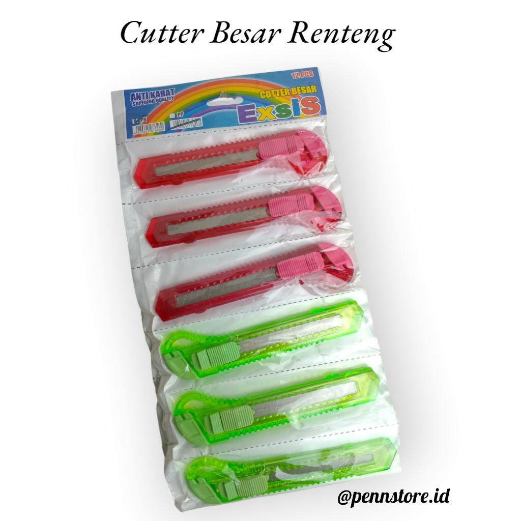 

(12 pcs) Cutter Besar Renteng L-500 Plastik Besar