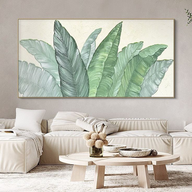 hiasan dinding aesthetic lukisan dinding daun modern art