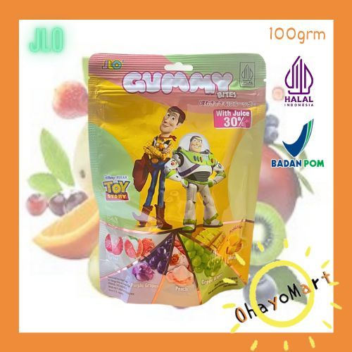 

JLO gummy bites toy story assorted candy / permen lunak aneka rasa toy story 100grm
