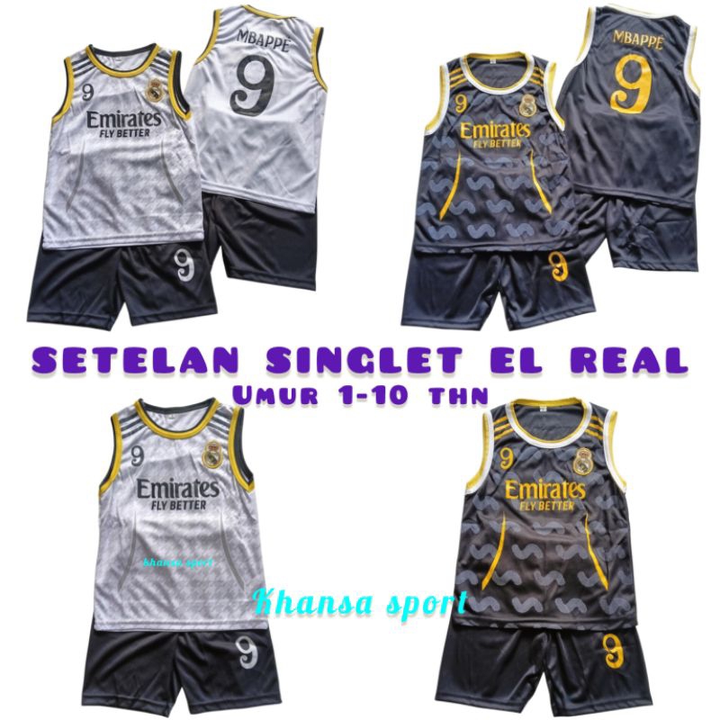 SETELAN BAJU BOLA SINGLET ANAK KAOS SINGLET BOLA UMUR 1 SAMPAI 10 TAHUN