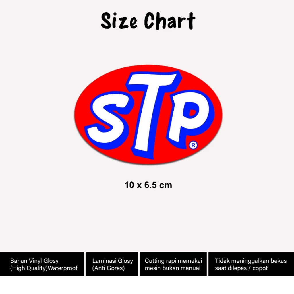 

Stiker Sponsor Motor Helm Laminasy Glossy Sticker Brand Logo STP